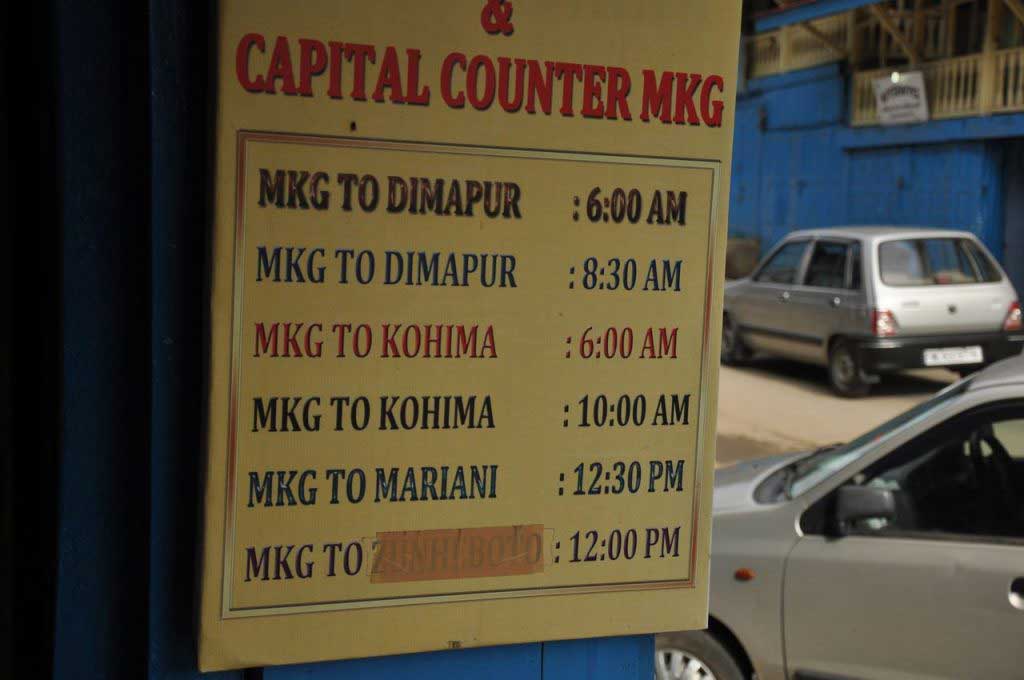 horários dos sumos. Mokokchung