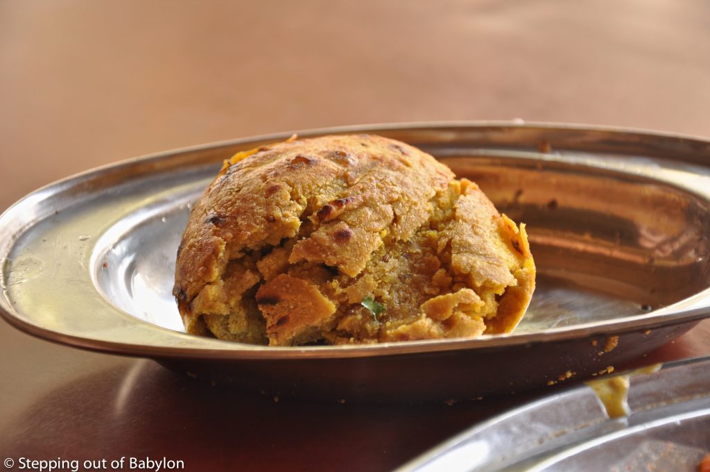 "baati" at Shree Karni Maa Restaurant. Puskkar