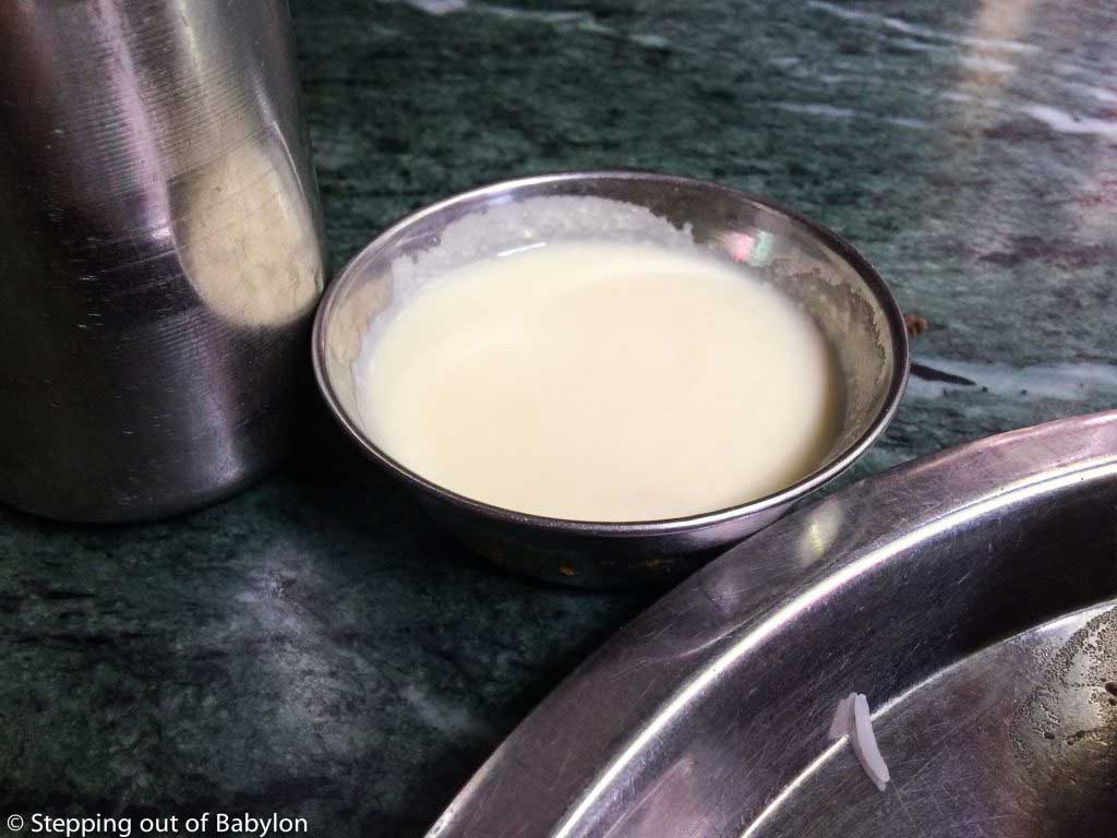 yogurt serve with the dal bhar at Om Restaurant