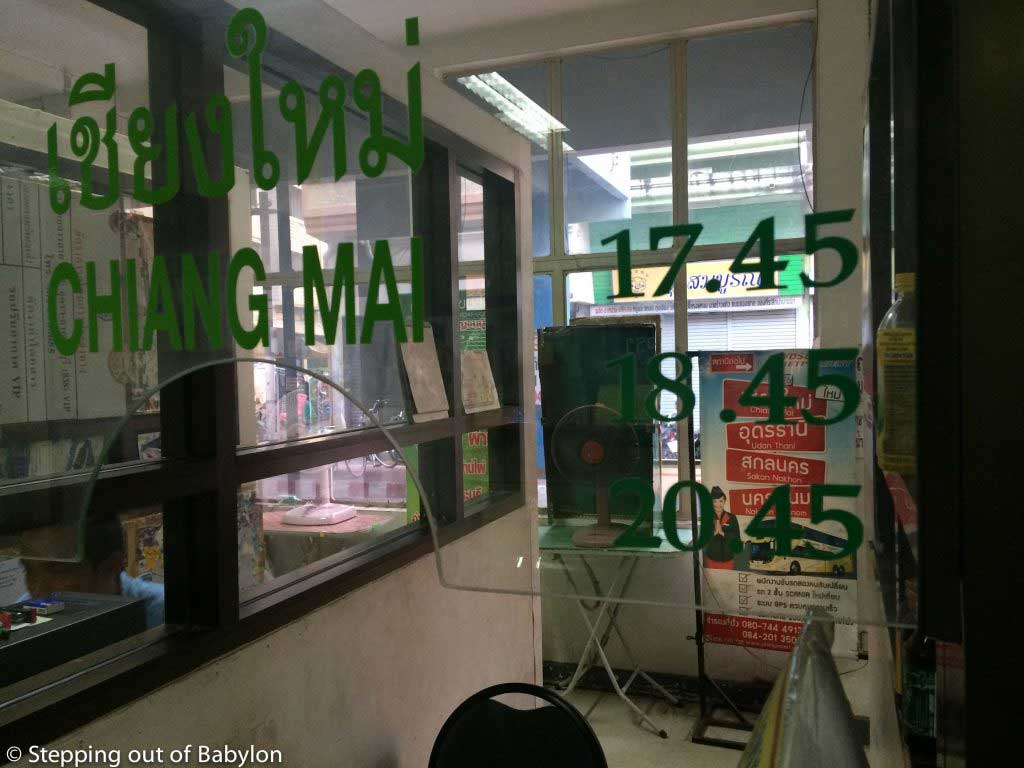 Schedule of the bus from Udon Thani to Chiang Mai