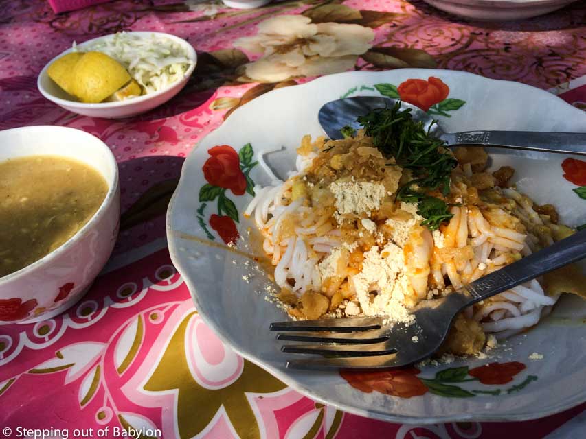 "mohinga" from a street food stall at Nyaung-U