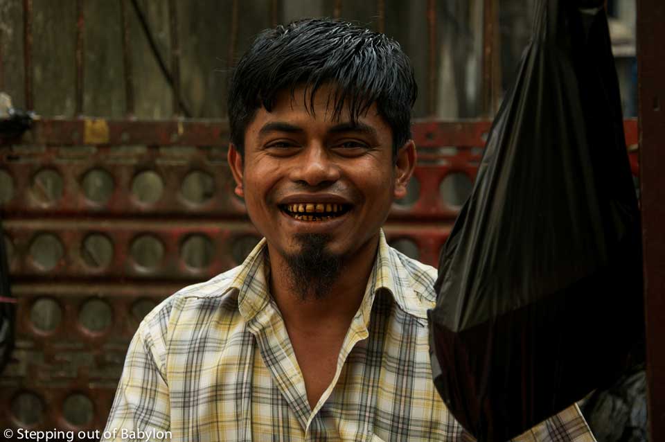 Yangon... where the smiles pop up easily from any faces revealing, most of the times, the teeth red dyed by the areca nut and the betel leaf, as chewing paan is a national addiction