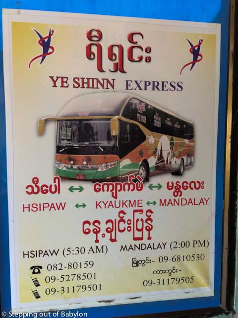 Bus Schudule Mandalay to Kyaukme