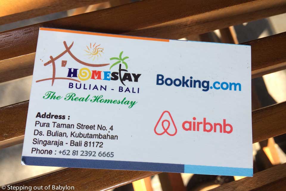 Bulian Homestay contacts. Bilian, Singaraja, Bali