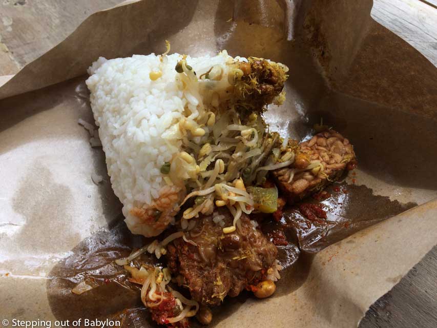 "Nasi campur" from the warung near the pier. Gili Air