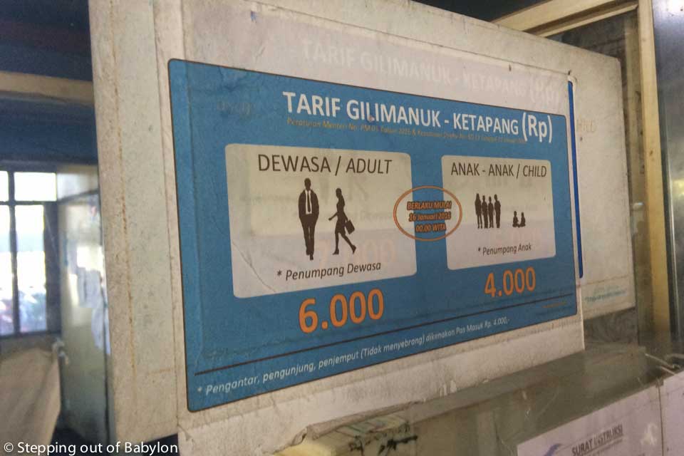 Ferry boat Bali-Java: ticket