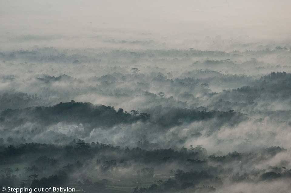 sunrise from Sukmojoyo hill, nearby Borobudur