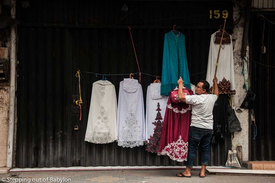 Hijab in a street market at Medan