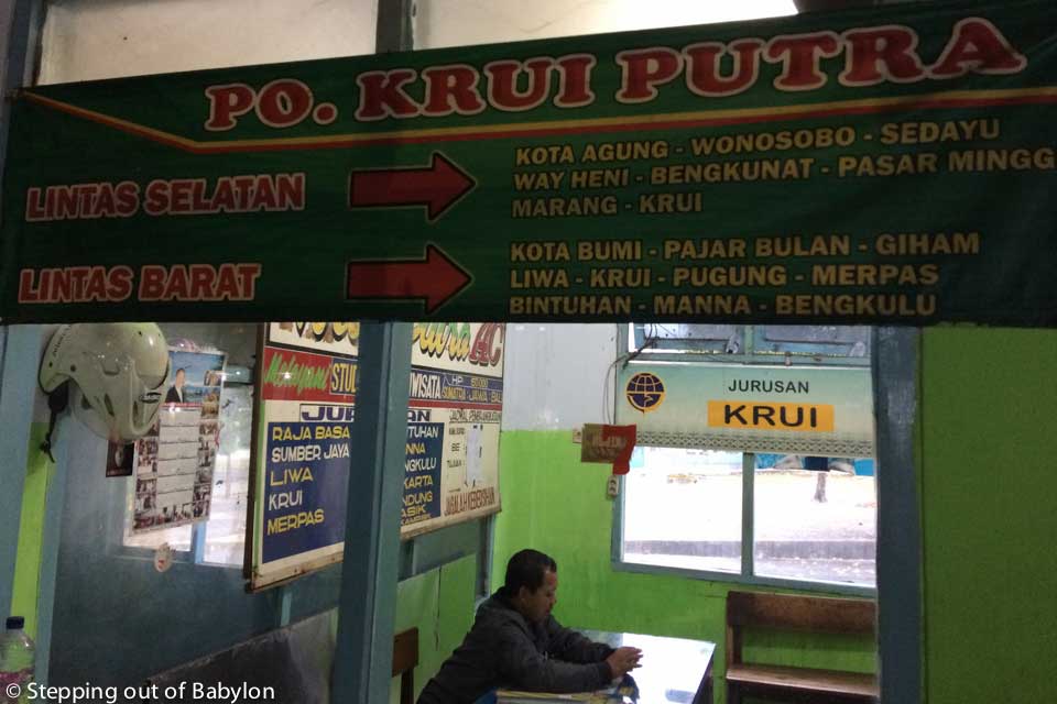 PO. Krui Putra office where you can get the tickets for the bus to Krui