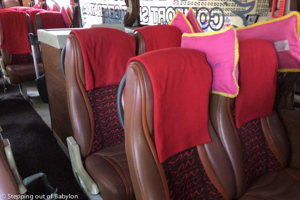 comfortable "executive" bus, where the blankets ar really necessary due to the low temperature of the air-conditioner