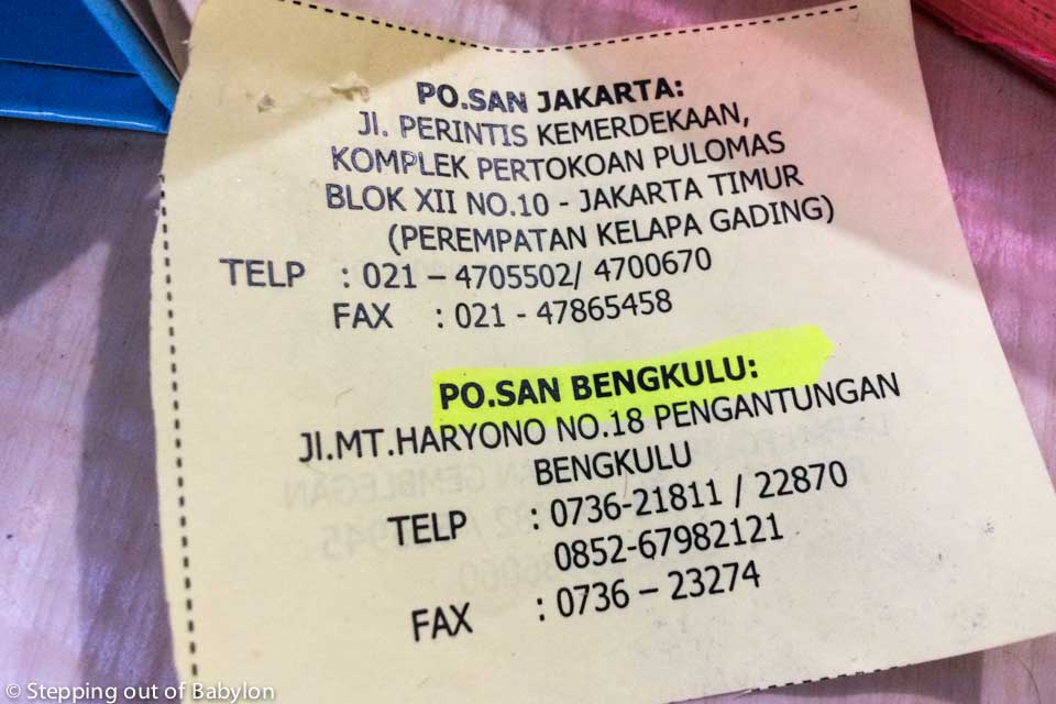 San travel contacts... to get information about prices and schedules from the buses that departure from Bengkulu