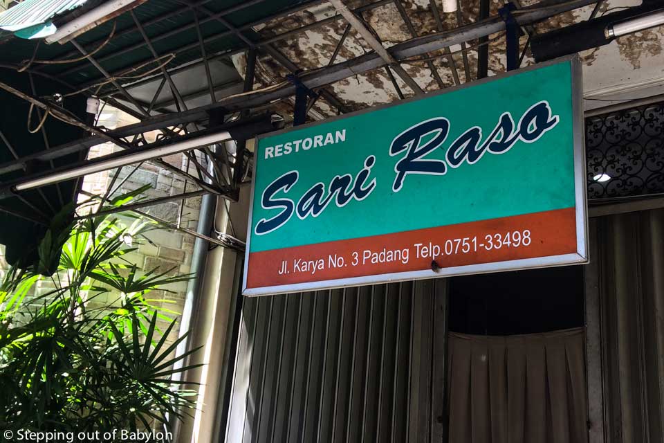 Sari Raso... delicious food, with a lot of vegetarian option... one of the few masakan padang restaurant that was open during the day at Padang