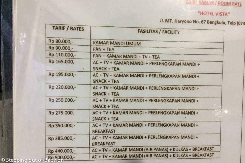 Vista hotel fees... there is no wi-fi and the staff doesn't speak english