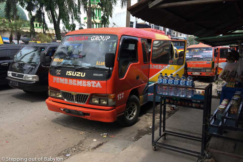 public bus from Medan to Gotong Royong, the last village before you reach Bukit Lawang