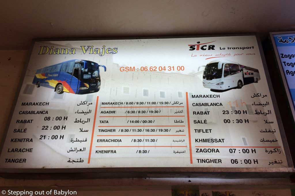 How to move out from Ouarzazate: Gare Routiere schedule