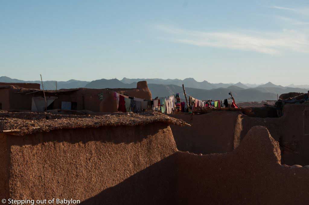 The traditional rooftop from where the view of the Atlas mountains is always present