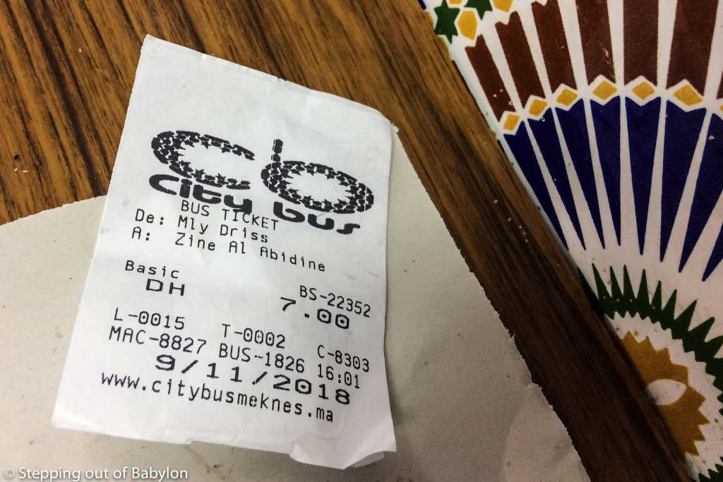 bus ticket price from Meknes to Mulay Idriss Zerhoun